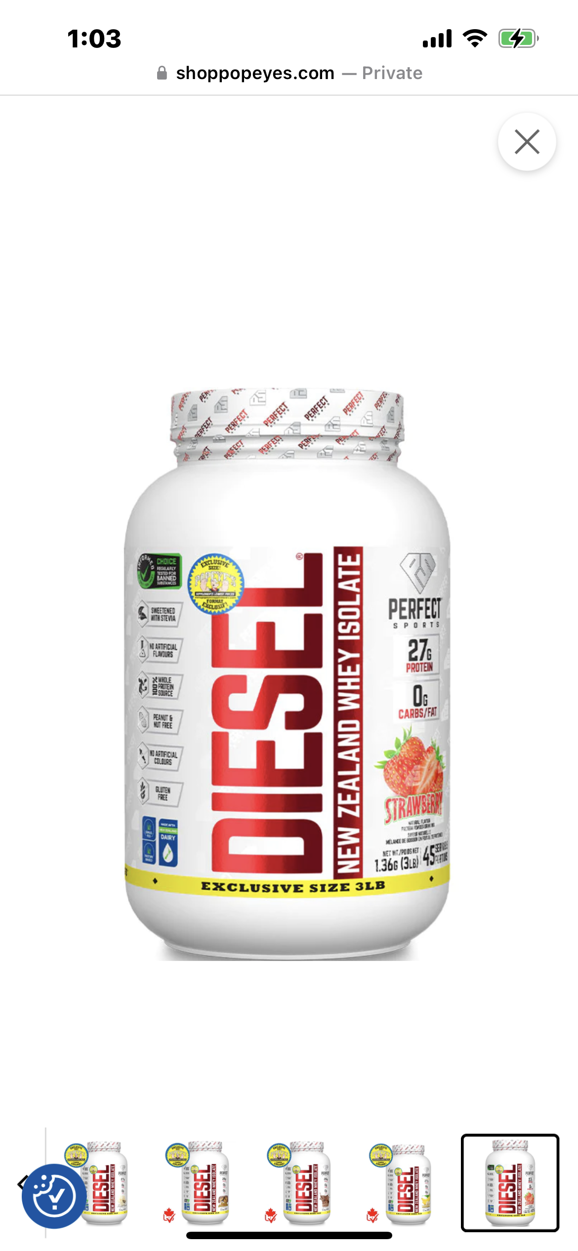 Perfect Sports Diesel Whey Isolate 3 Lbs