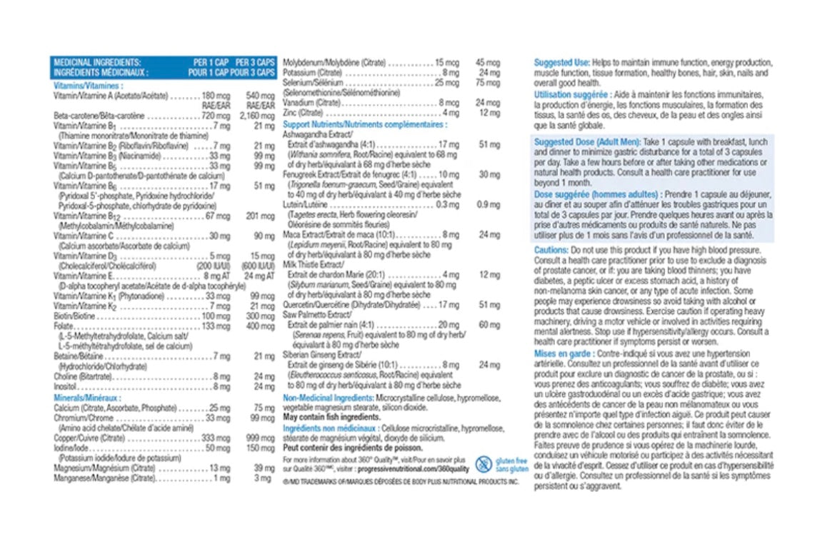 Progressive Men’s Multivitamin - 216 Capsules